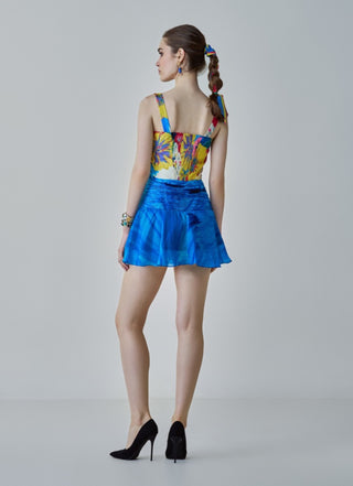 Erin Blue Floral Print Mini Dress by Saaksha & Kinni, available on Indiaspopup.com