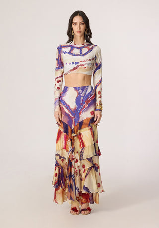 Zavi multicolor blouse with Marieya skirt