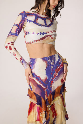 Zavi multicolor blouse with Marieya skirt