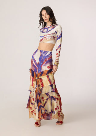 Zavi multicolor blouse with Marieya skirt