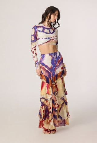 Zavi multicolor blouse with Marieya skirt
