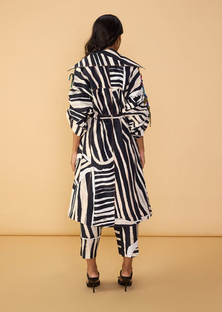 Helena black and white trench and trousers