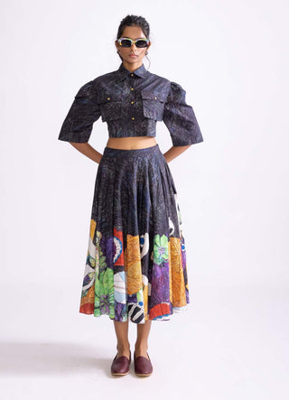 Nikki Black Shirt And Skirt by Saaksha & Kinni, available on Indiaspopup.com