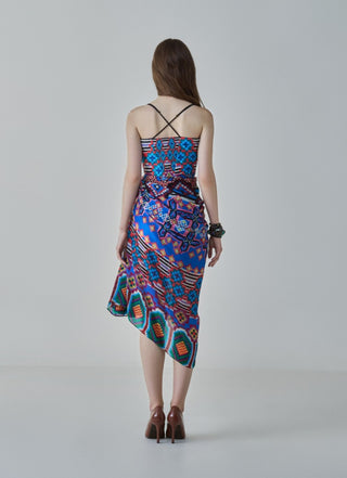 Dolly Blue Ikat Print Dress by Saaksha & Kinni, available on Indiaspopup.com