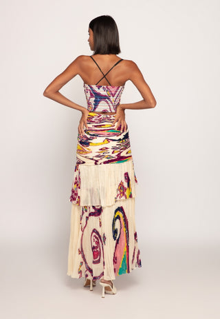 Saaksha & Kinni-Ivory Micro Pleated Maxi Dress-INDIASPOPUP.COM
