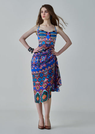 Dolly Blue Ikat Print Dress by Saaksha & Kinni, available on Indiaspopup.com