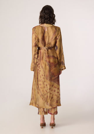 Belen gold trench with bralette and trousers