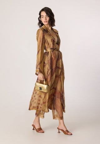 Belen gold trench with bralette and trousers