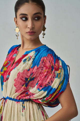 Monica Floral Pleated Blouse And Skirt by Saaksha & Kinni, available on Indiaspopup.com