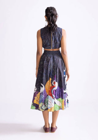 Flara Black Blouse And Skirt by Saaksha & Kinni, available on Indiaspopup.com