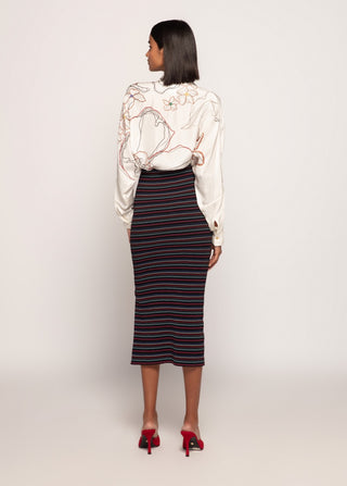 Saaksha & Kinni-Ivory Print Batwing Shirt And Skirt-INDIASPOPUP.COM