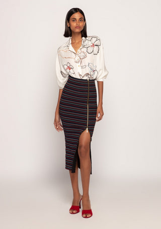 Saaksha & Kinni-Ivory Print Batwing Shirt And Skirt-INDIASPOPUP.COM