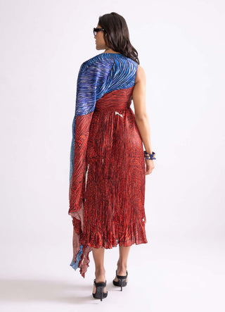 Abigail Wave Printed Pleat Dress by Saaksha & Kinni, available on Indiaspopup.com