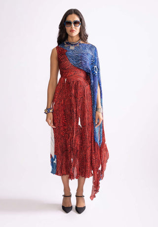 Abigail Wave Printed Pleat Dress by Saaksha & Kinni, available on Indiaspopup.com