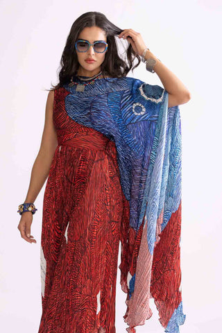 Abigail Wave Printed Pleat Dress by Saaksha & Kinni, available on Indiaspopup.com