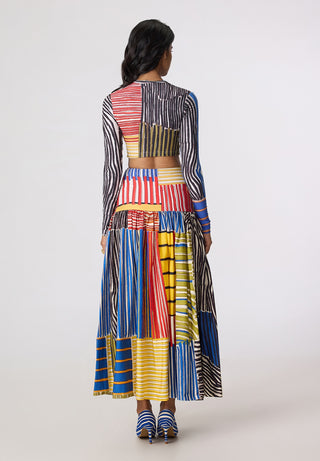 Zavi multicolor blouse with Jsper skirt