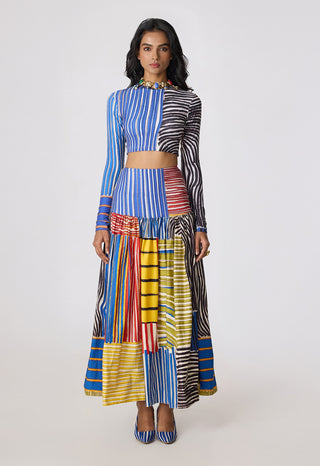 Zavi multicolor blouse with Jsper skirt