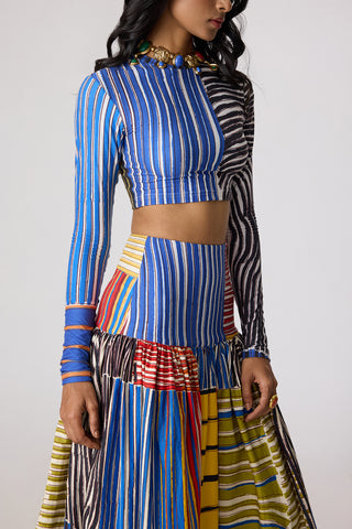 Zavi multicolor blouse with Jsper skirt