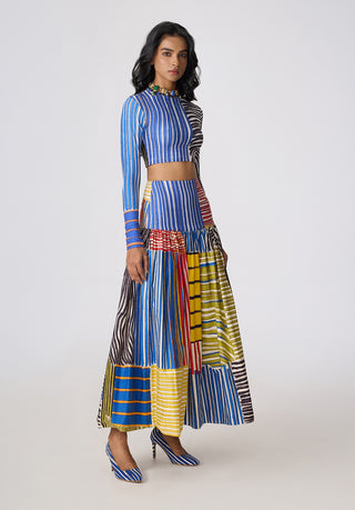 Zavi multicolor blouse with Jsper skirt