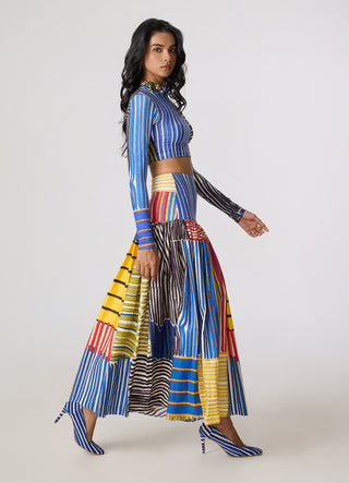 Zavi multicolor blouse with Jsper skirt