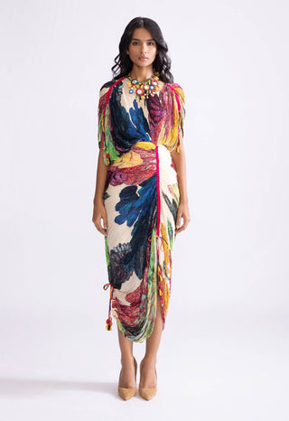 Zia Micro Pleat Kaftan Style Dress by Saaksha & Kinni, available on Indiaspopup.com