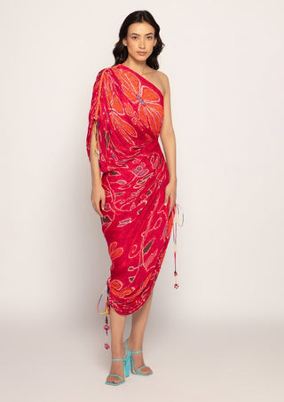 Saaksha & Kinni-Pink Micro Pleated Sari Dress-INDIASPOPUP.COM