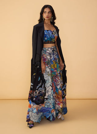 Denzel trench jacket and lehenga set