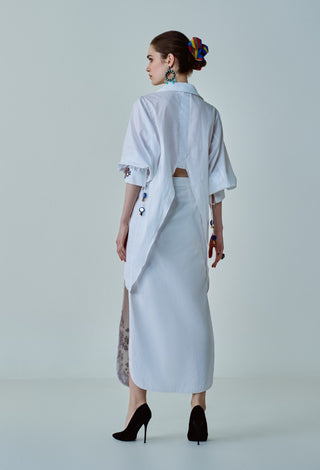 Olivia White Shirt And Skirt by Saaksha & Kinni, available on Indiaspopup.com