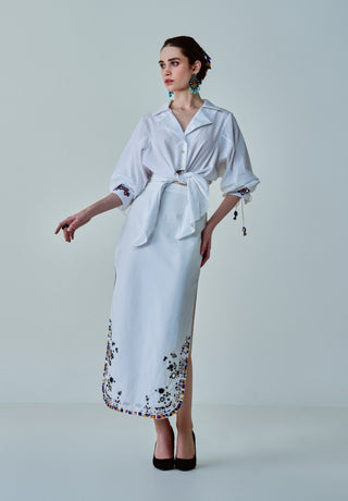 Olivia White Shirt And Skirt by Saaksha & Kinni, available on Indiaspopup.com