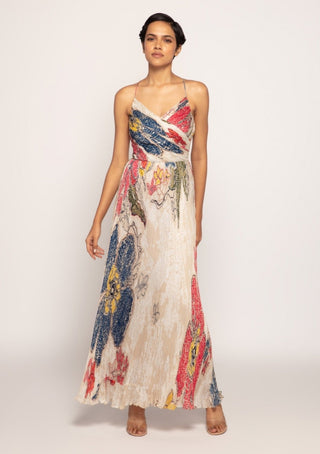Saaksha & Kinni-Ivory Micro Pleated Maxi Dress-INDIASPOPUP.COM