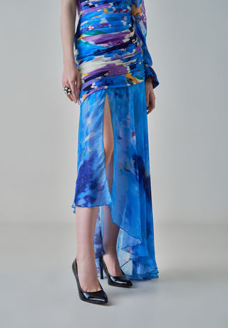 Alison Blue One-Shoulder Asymmetric Dress by Saaksha & Kinni, available on Indiaspopup.com