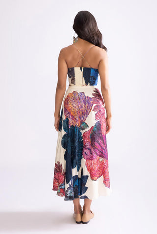 Daisy Print Strapless Bustier And Skirt by Saaksha & Kinni, available on Indiaspopup.com