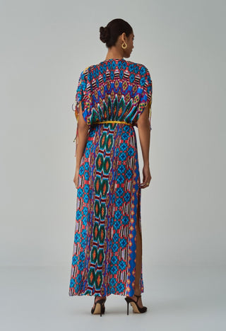 Sasha blue ikat kaftan