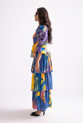 Adalynn Blue Tiered Dress by Saaksha & Kinni, available on Indiaspopup.com