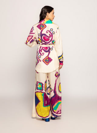 Saaksha & Kinni-Ivory Paisley Printed Jacket And Palazzo-INDIASPOPUP.COM