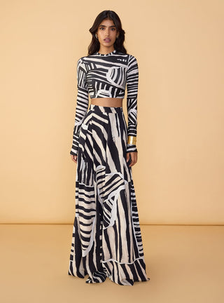 Gigi black and white blouse and saylor palazzo