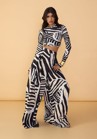 Gigi black and white blouse and saylor palazzo