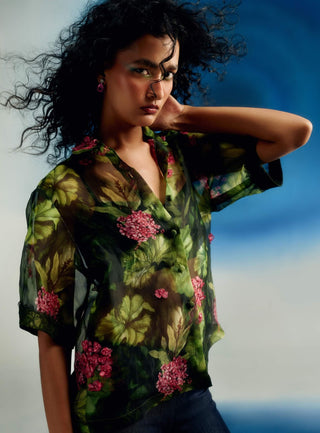 Geranium garden organza shirt