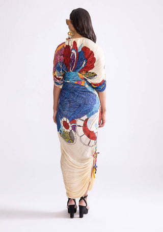 Zia Tribal Printed Pleat Kaftan Dress by Saaksha & Kinni, available on Indiaspopup.com