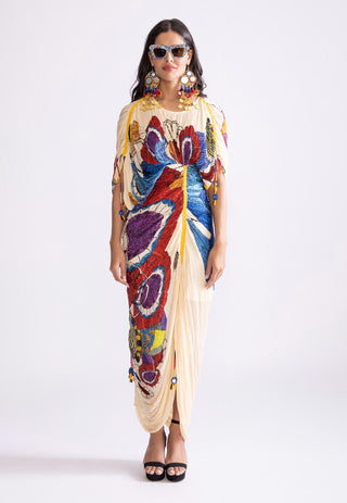 Zia Tribal Printed Pleat Kaftan Dress by Saaksha & Kinni, available on Indiaspopup.com