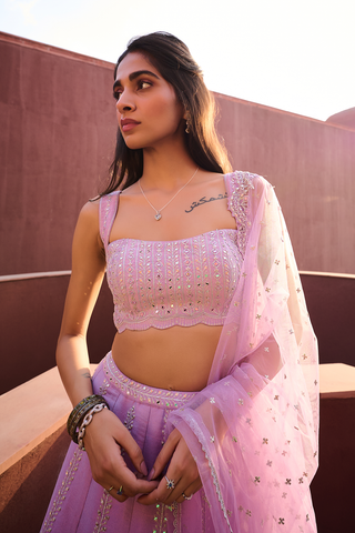 Riya Lavender Lehenga Set by Chamee And Palak, available on Indiaspopup.com