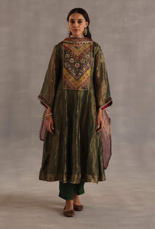 Navratna olive green kurta set