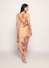 Peach bandhani printed draped dress