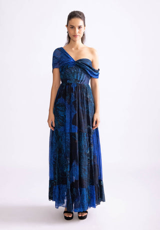 Freya Blue Tiered Effect Dress by Saaksha & Kinni, available on Indiaspopup.com