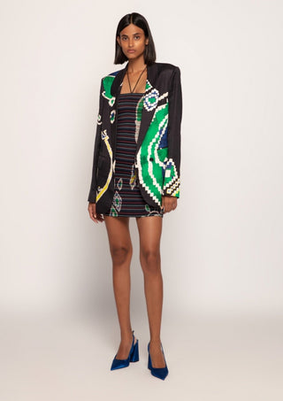 Saaksha & Kinni-Black Paisley Print Blazer And Dress-INDIASPOPUP.COM