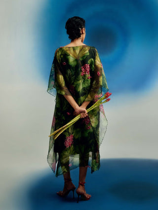 Geranium garden 3d floral kaftan with slip