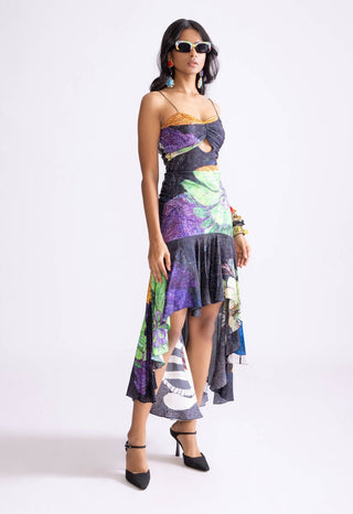 Celine Multi Asymmetric Dress by Saaksha & Kinni, available on Indiaspopup.com