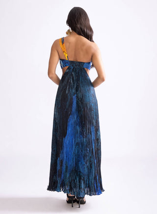 Josephine Blue Pleat Maxi Dress by Saaksha & Kinni, available on Indiaspopup.com