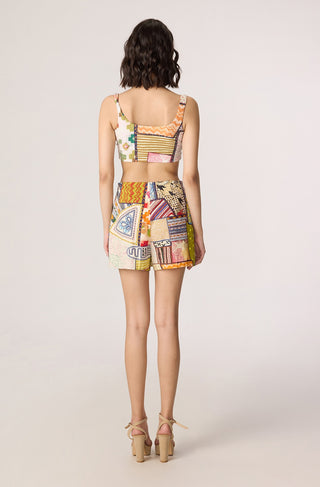Rebekkah multicolor blazer with bustier and skort