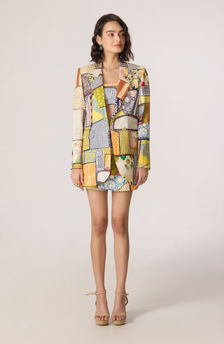 Rebekkah multicolor blazer with bustier and skort